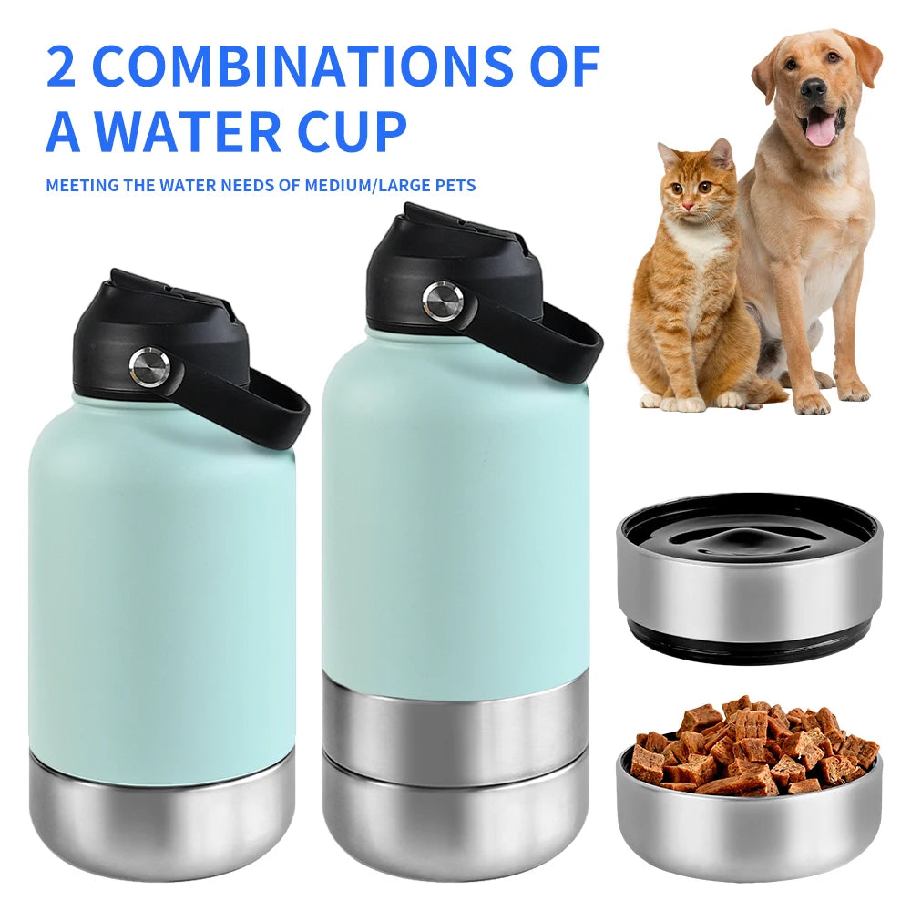 Dog drinking from the detachable travel bottle bowl