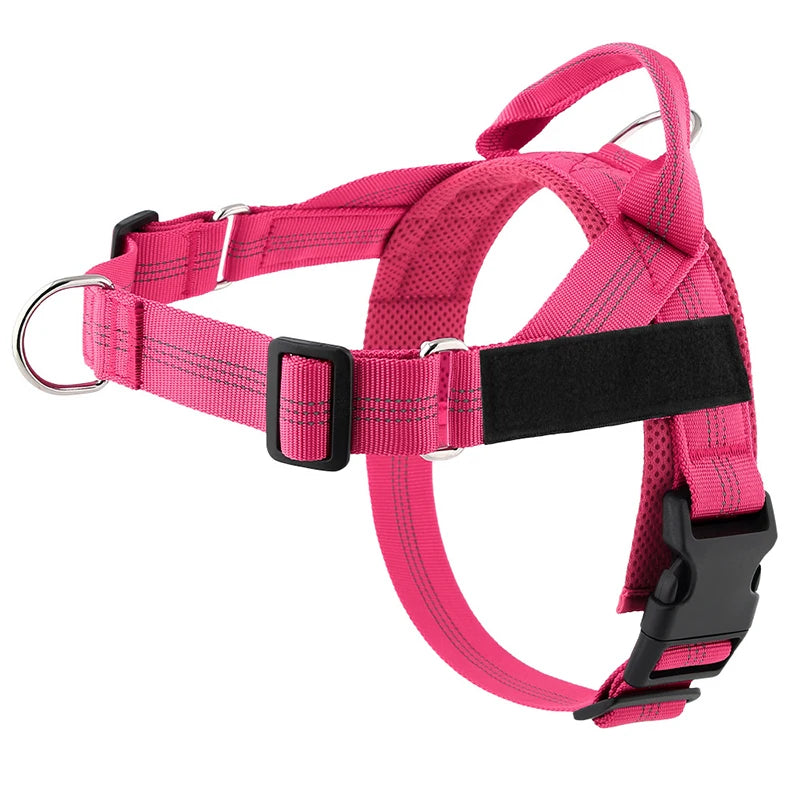 Adjustable reflective dog harness – Pink