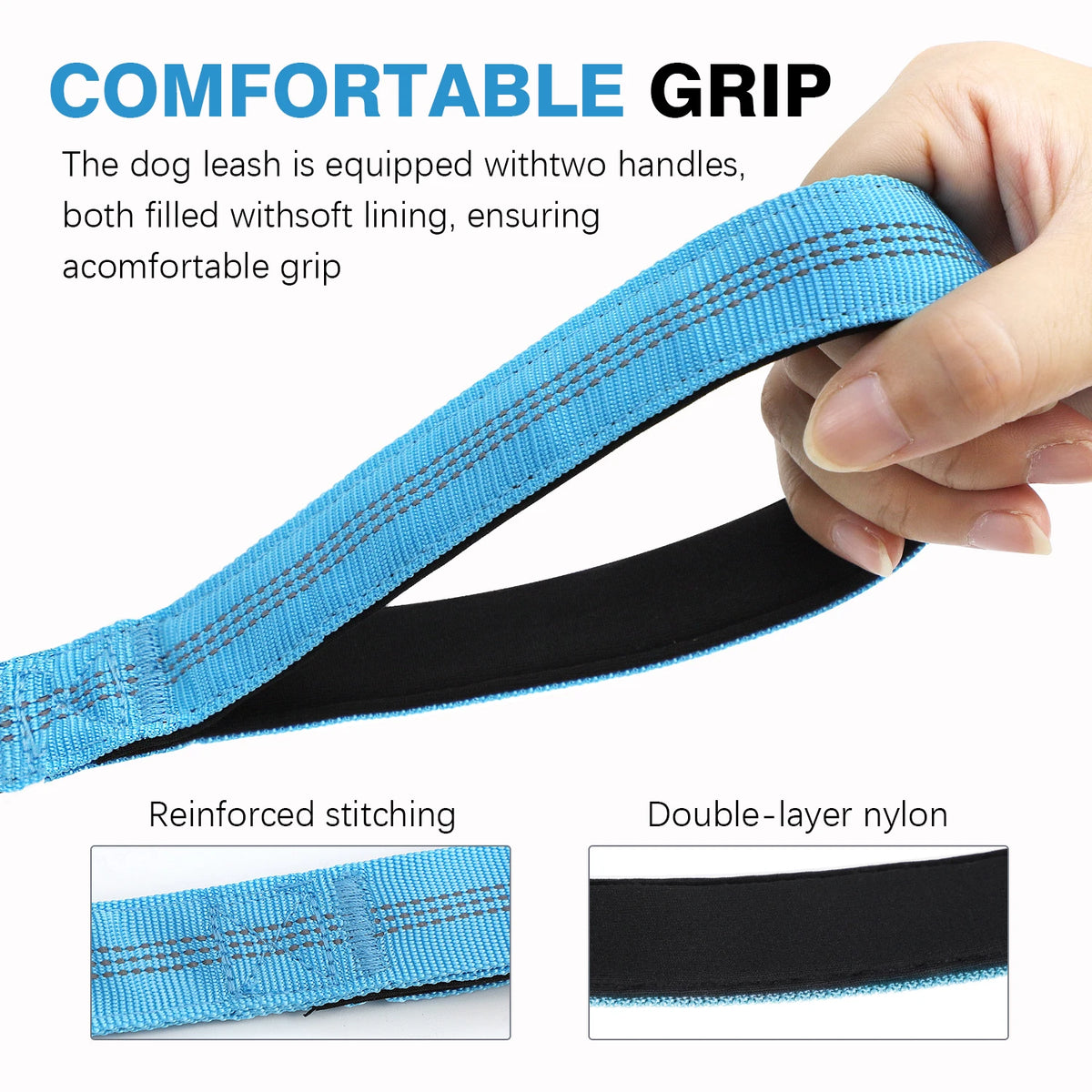 Shock-Absorbing Bungee Dog Lead with Dual Handles – Rose