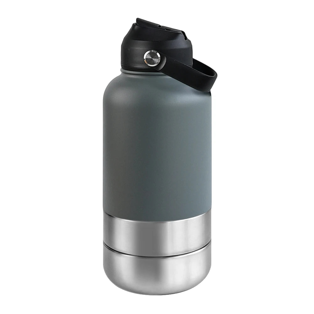 3-in-1 dog travel water bottle – Grey