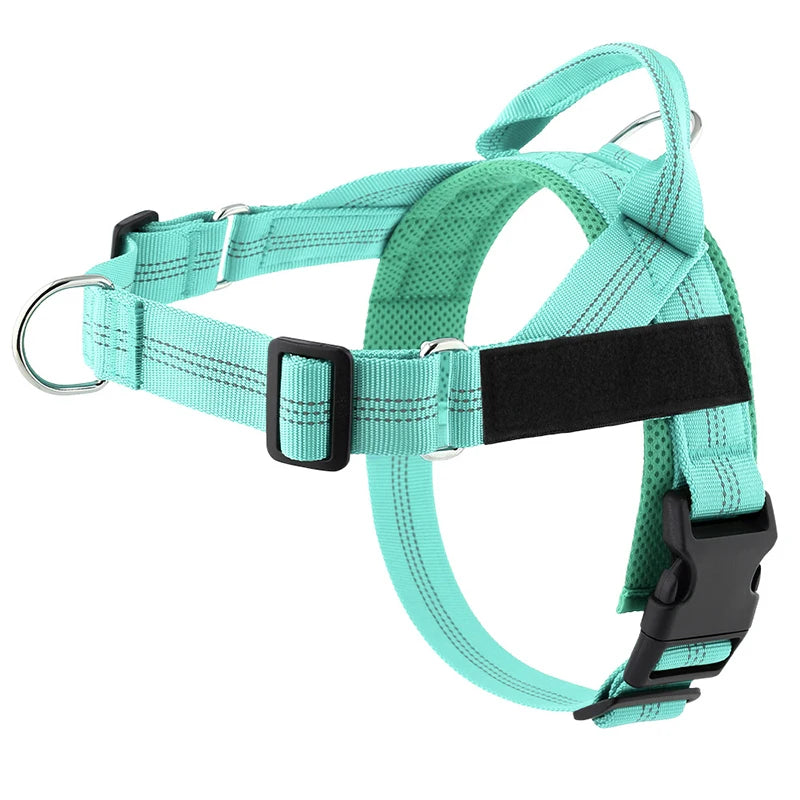 Adjustable reflective dog harness – Green