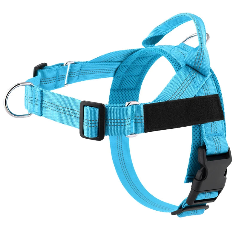 Adjustable reflective dog harness – Blue