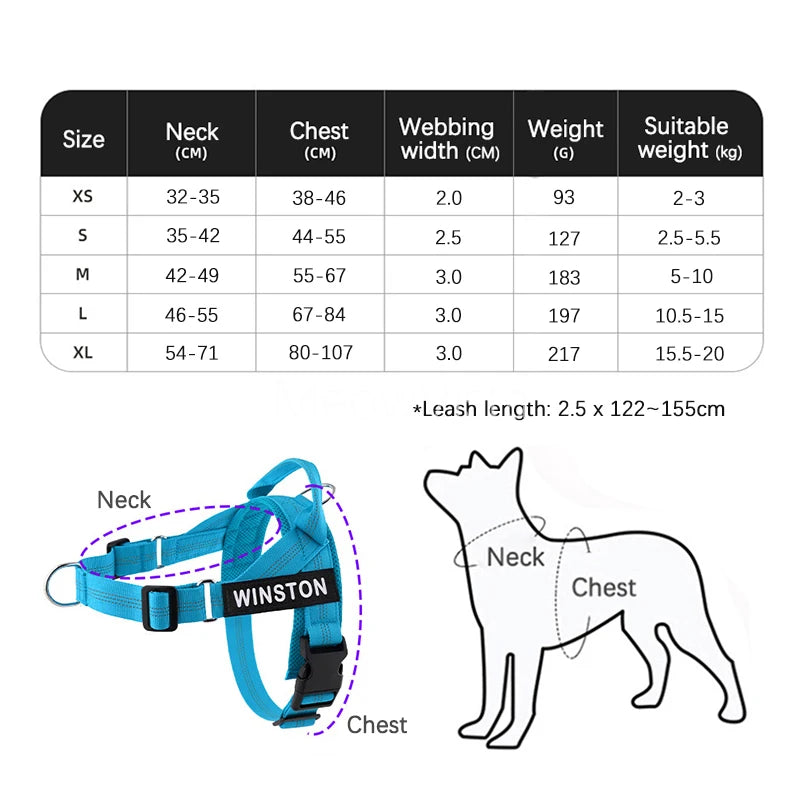Personalised Reflective Dog Harness with Grab Handle & Lead Set - Ember
