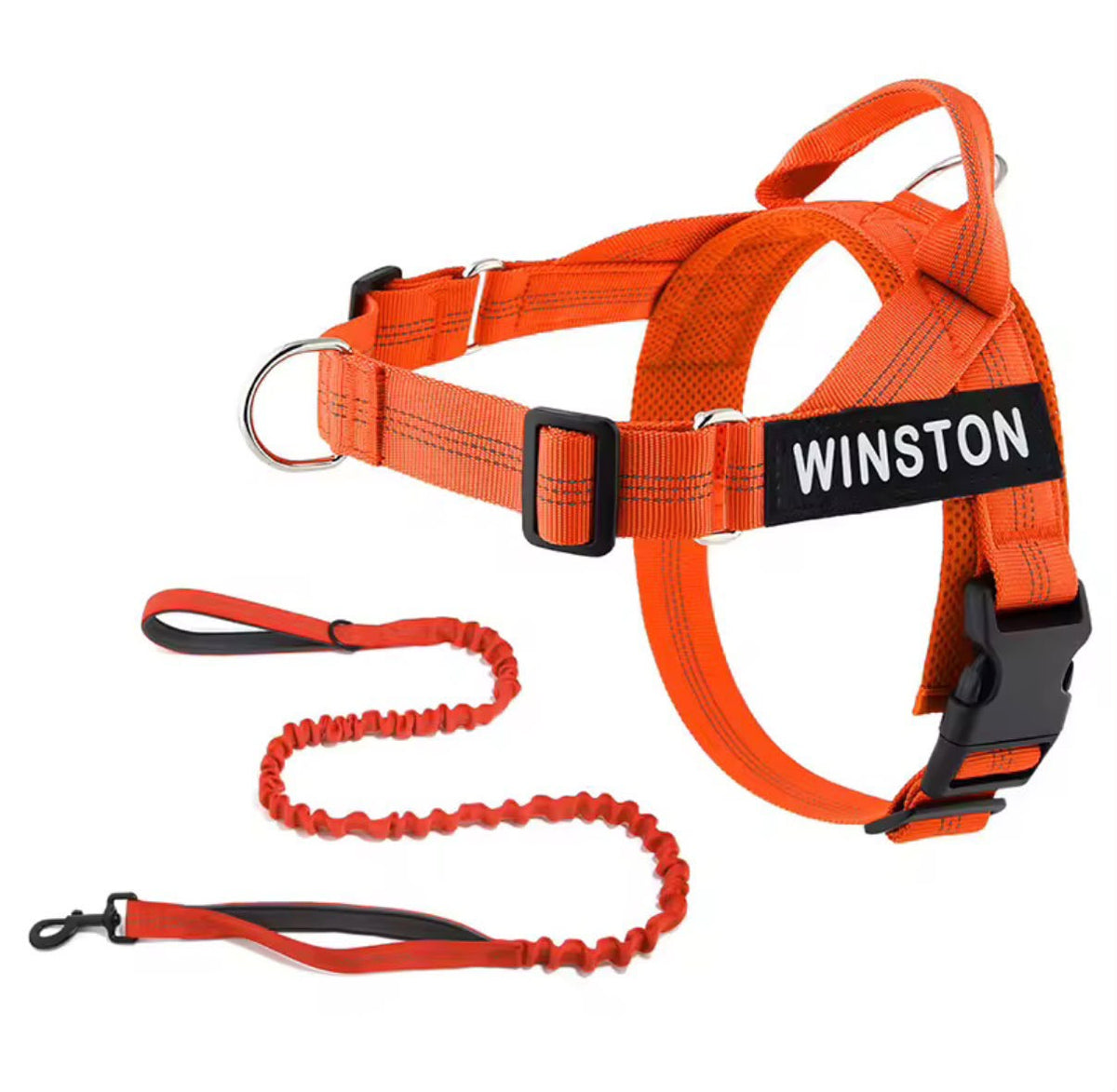 Personalised Reflective Dog Harness with Grab Handle & Lead Set - Ember