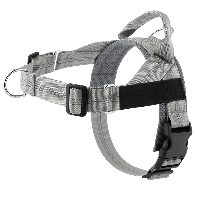 Adjustable reflective dog harness – Grey