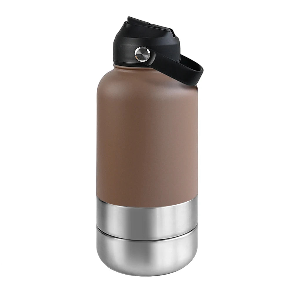 3-in-1 dog travel water bottle – Brown