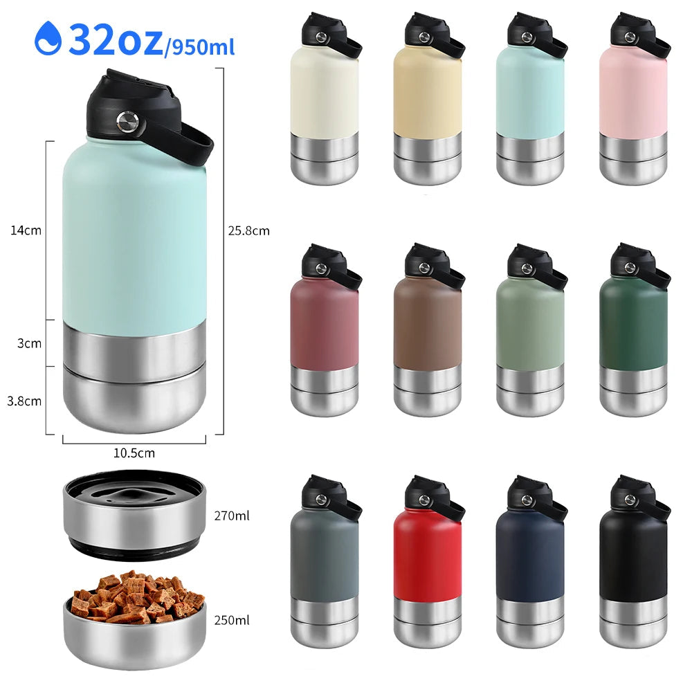 One-litre dog travel water bottle with carrying lid