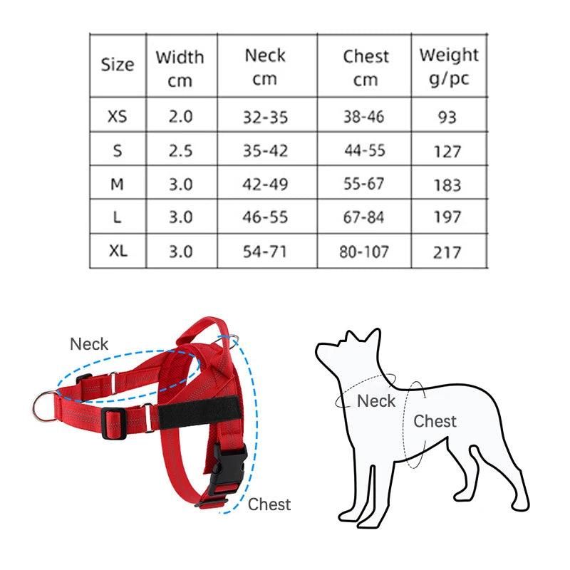 Reflective dog harness fit and product detail