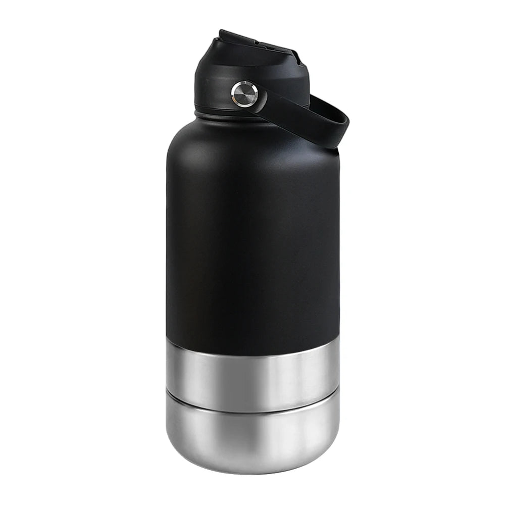 3-in-1 dog travel water bottle – Black