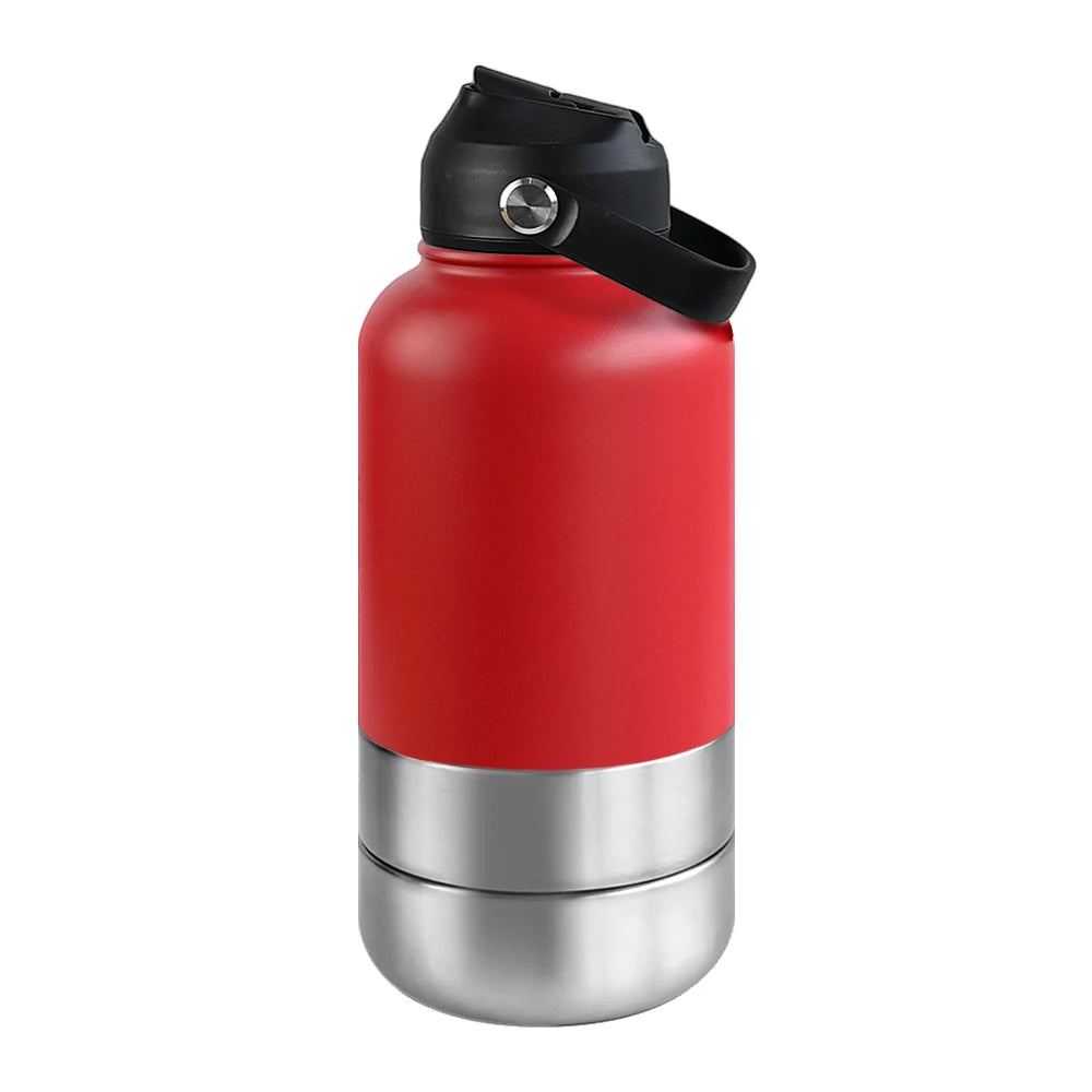 3-in-1 dog travel water bottle – Red