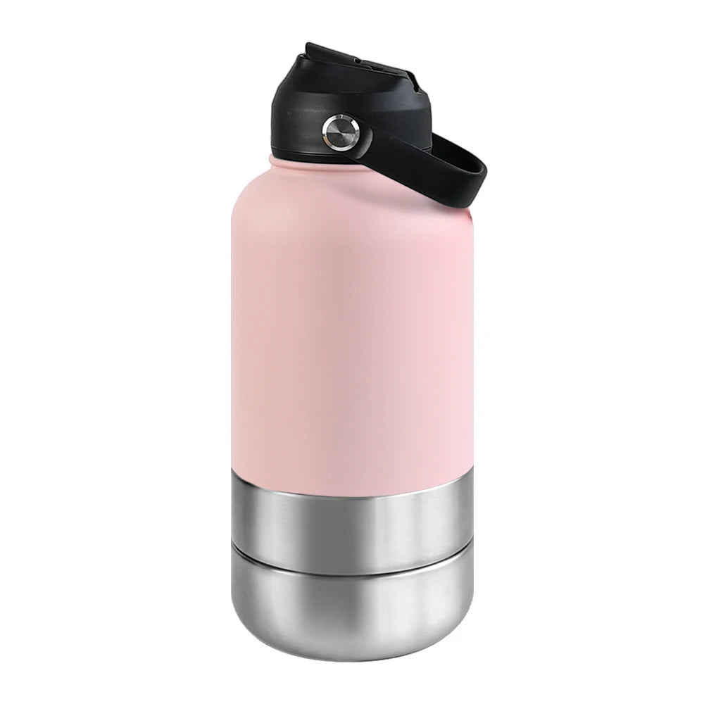 3-in-1 dog travel water bottle – Pink