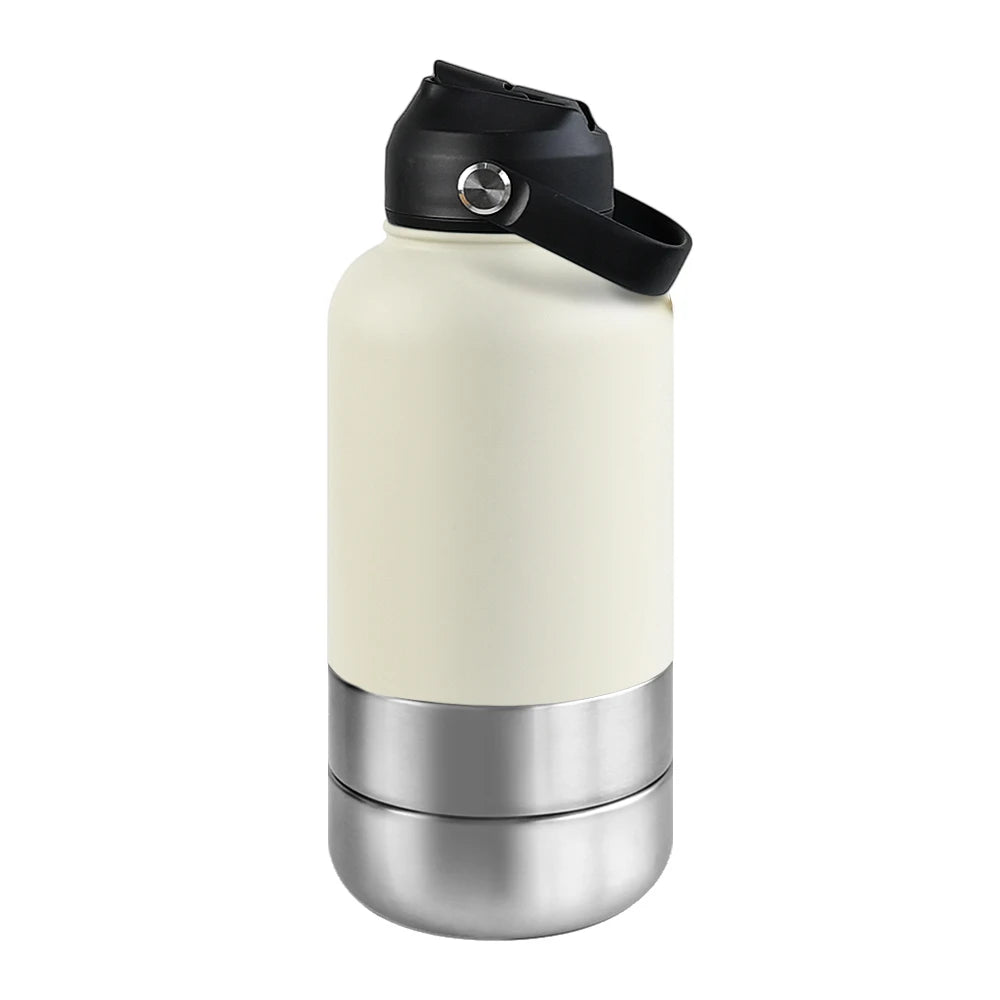 3-in-1 dog travel water bottle – White