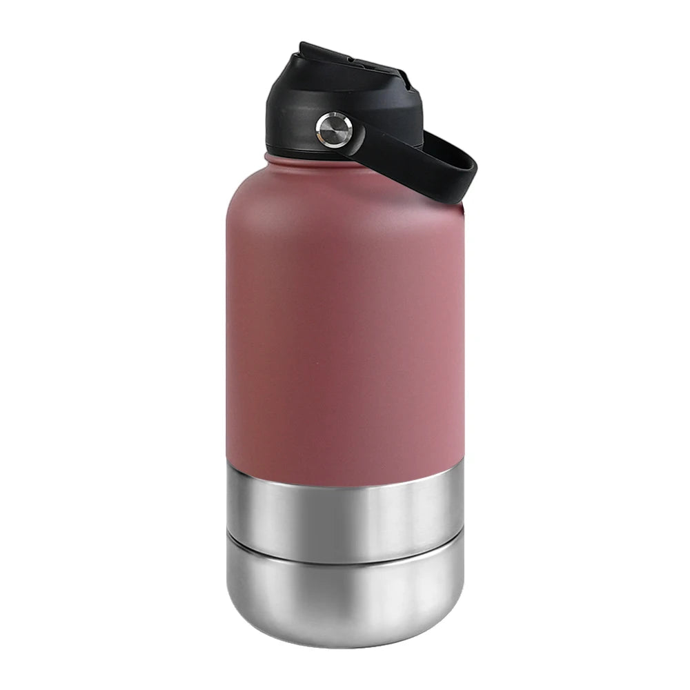 3-in-1 dog travel water bottle – Burgundy
