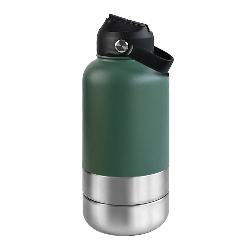 3-in-1 dog travel water bottle – Army Green