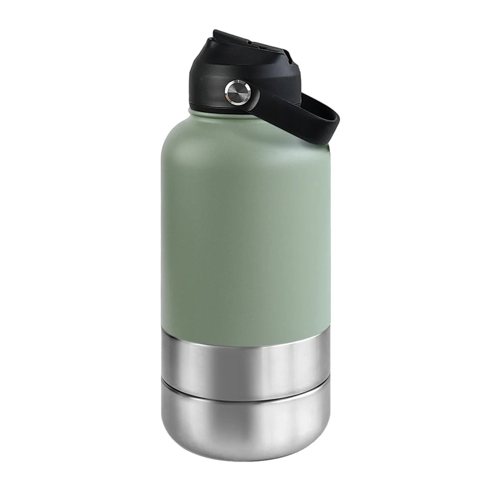 3-in-1 dog travel water bottle – Green