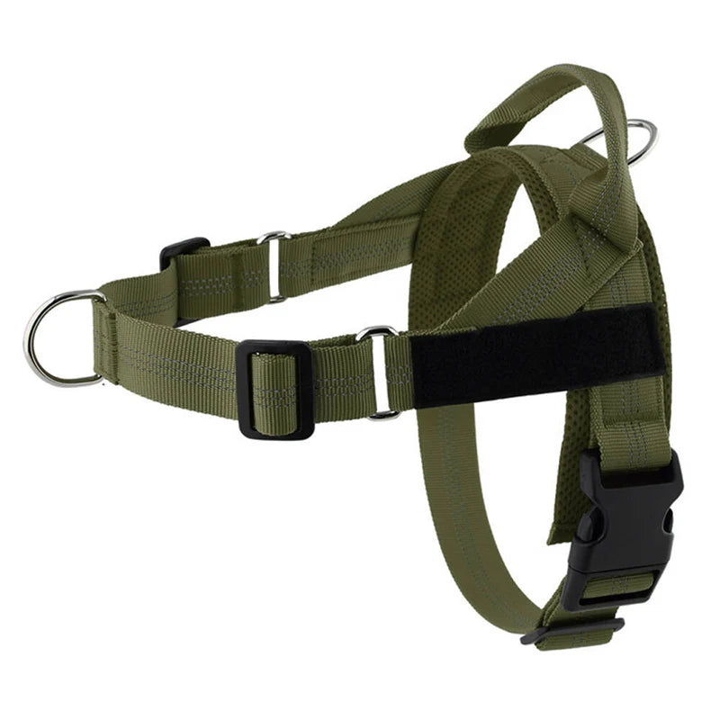 Adjustable reflective dog harness – Army Green