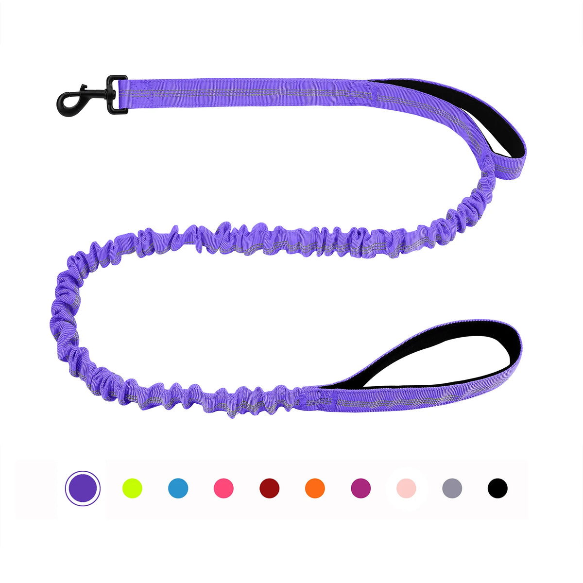 Shock-absorbing bungee dog lead – Purple