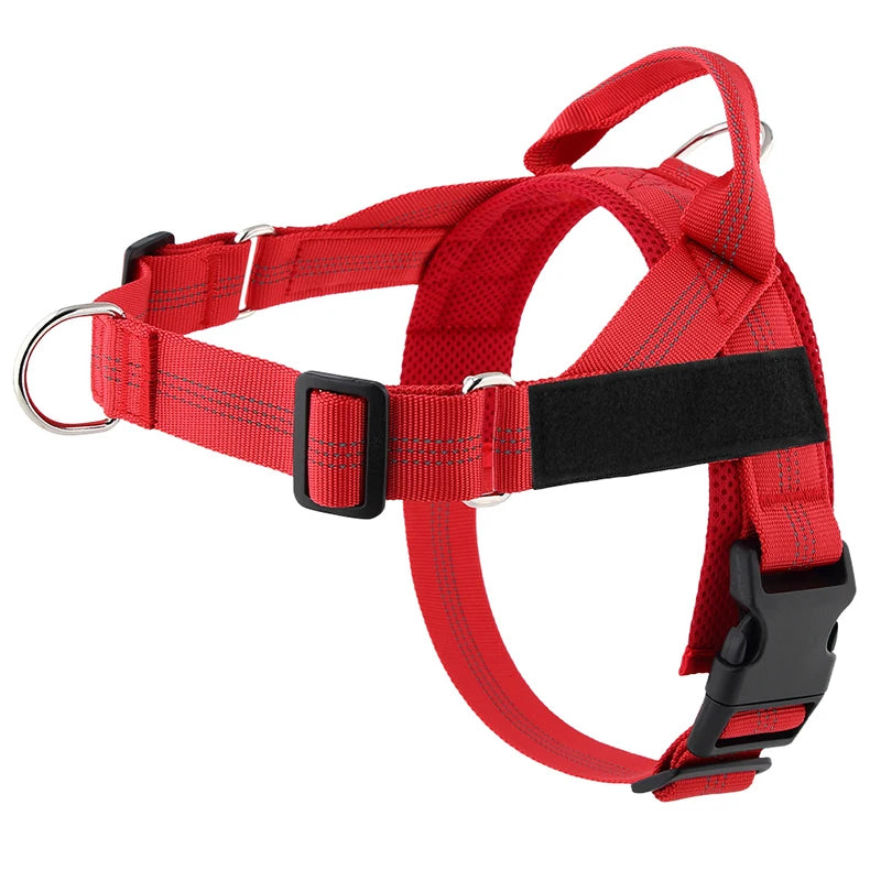 Adjustable reflective dog harness – Red