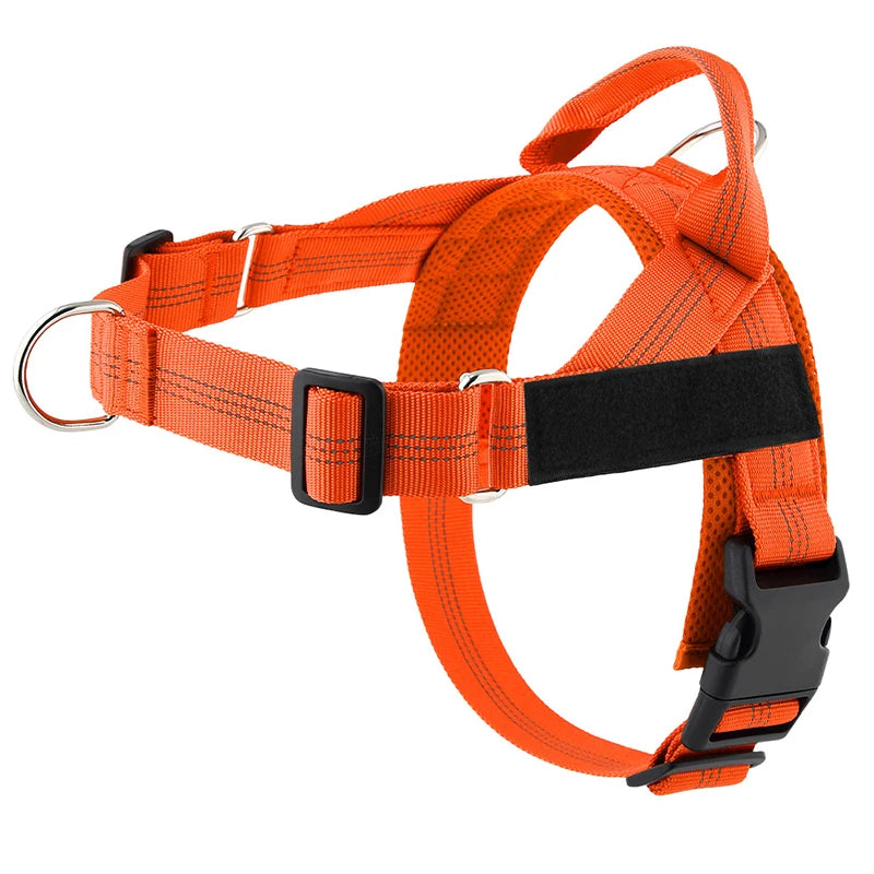 Adjustable reflective dog harness – Orange